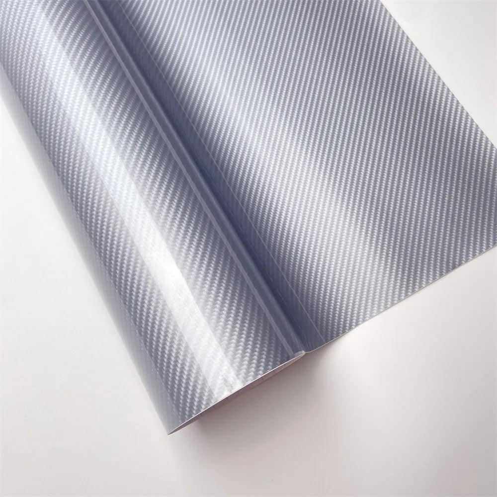 Silver Self-Adhesive 6D Carbon Fiber Vinyl Film for Car Wrapping Auto Styling Hood Roof Decorative Roll Car Tuning Accessories