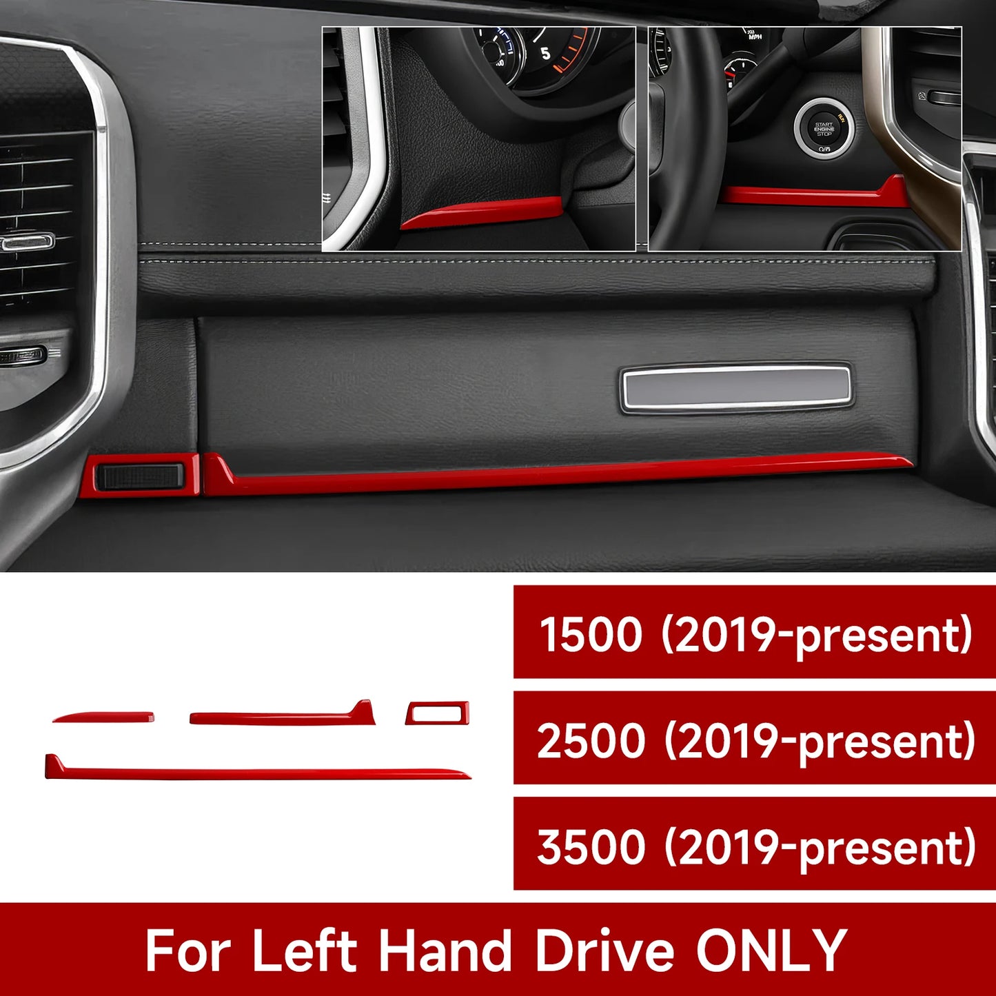 Carbon Fiber Interior Trim Sticker Kit for Dodge RAM 1500/2500/3500 2019-2026