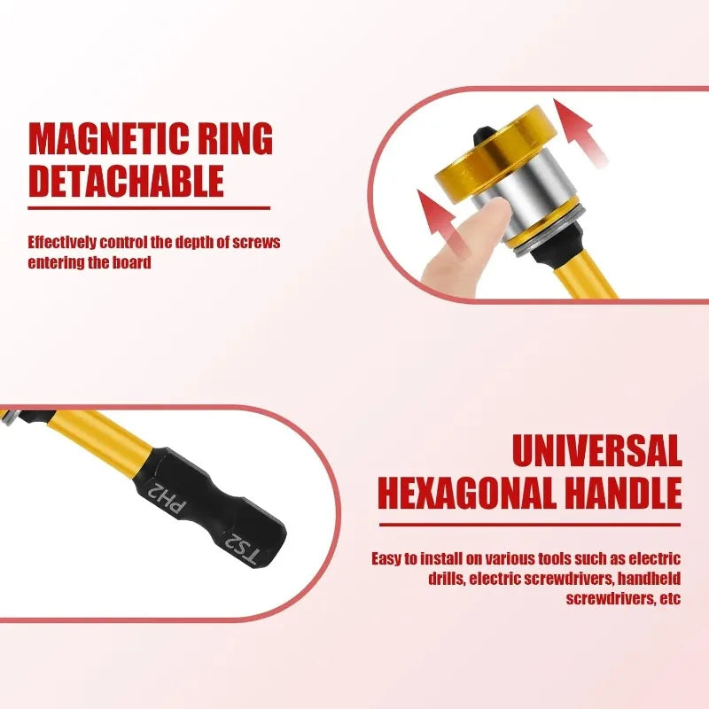 Magnetic Plasterboard Positioning Batch Head Screwdriver Bit Drilling Tools PH2 Hex Shank Drywall Locating Screw Bits Set 50mm