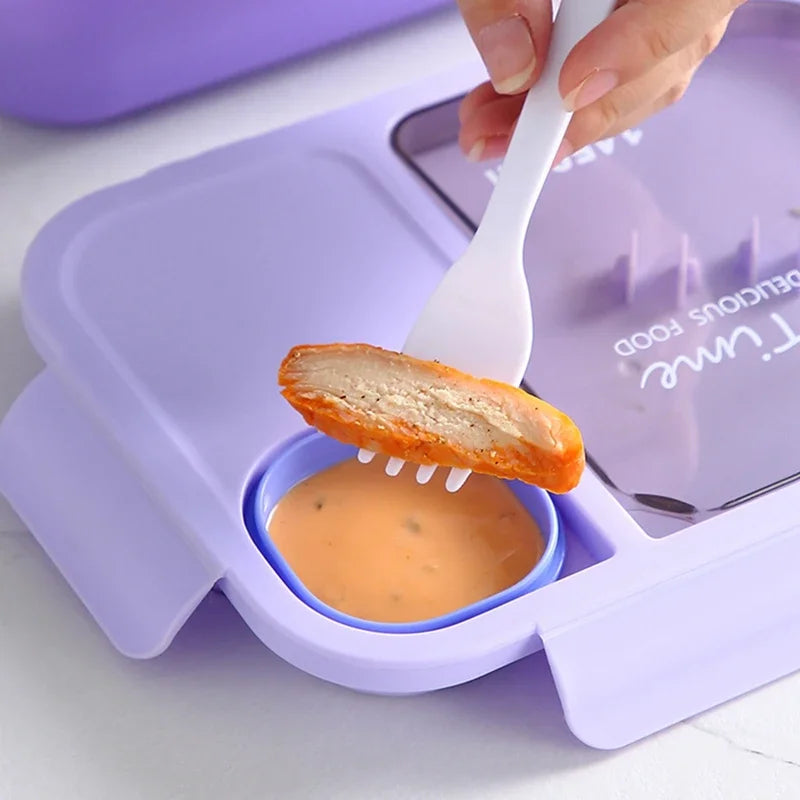 Cute 3-Compartment Kids Lunch Box - Cartoon Bento with Cutlery - photo 4