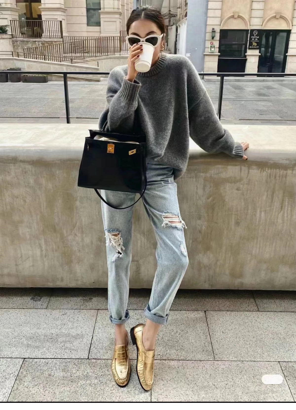 Women's Cashmere Loose Crew Neck Sweater