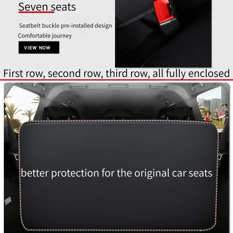 7-Seater Ice Silk & PU Leather Car Seat Cover Set for MPV