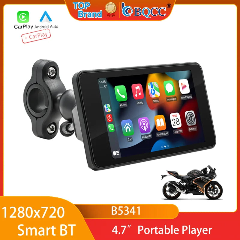 4.7" Portable Motorcycle Navigator with Wireless CarPlay & Android Auto