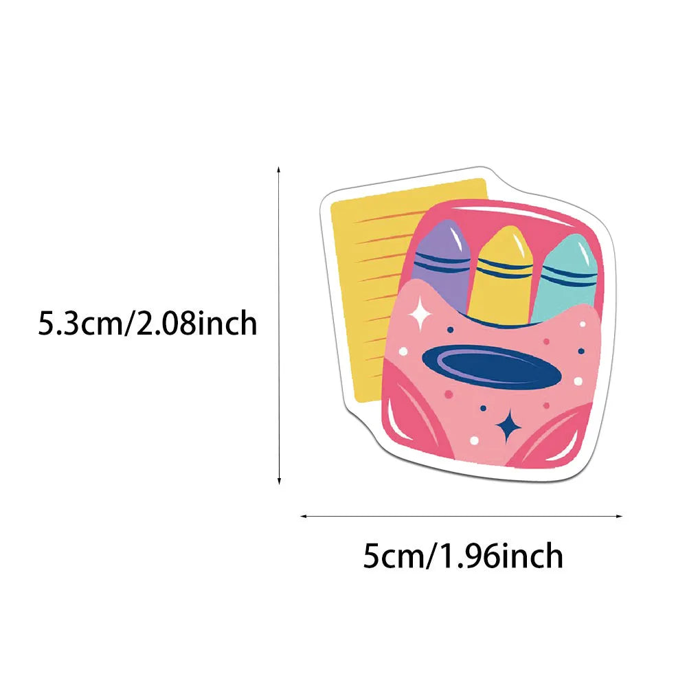 50PCS Creative Back to School Stickers Decorative Phone Cases Notebook Water Cups DIY Personalized Waterproof Stickers