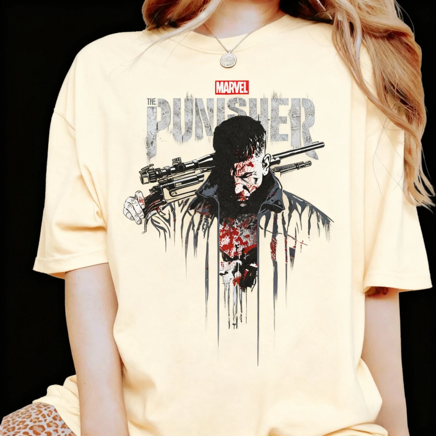 Marvel 2026 New Marvel Punisher Skull Logo Print Stylish High Quality Unisex Short Sleeve Casual Plus Size T-Shirt