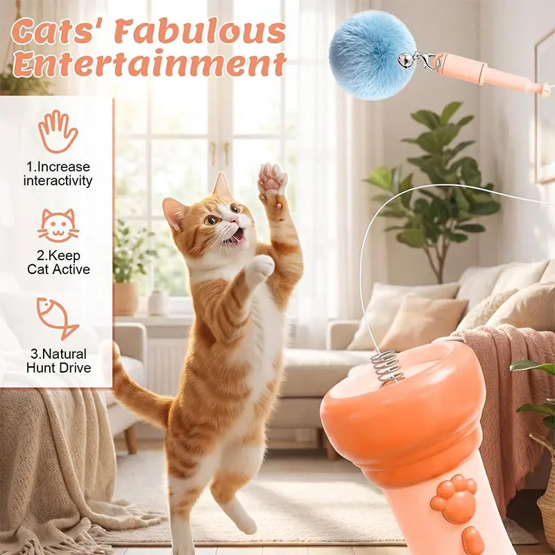 Interactive Cat Toy Fully Automatic Cat Wand Toy Funny Interactive Cat Toys for Bored Indoor Adult Cats Cute Kitten Kitty Toys