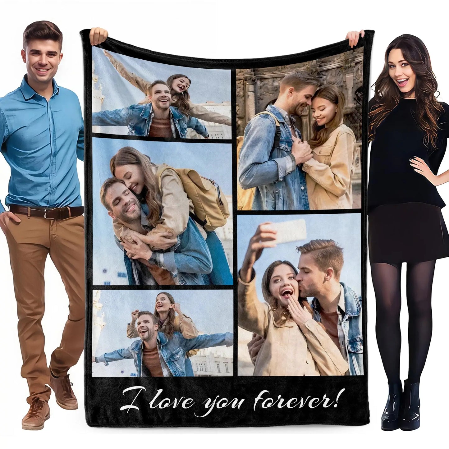 1pc Customized Blanket With Your Family Photo Warm Personalized Blankets for Lover Mom for Mothers' Day Fathers Bithday Gifts