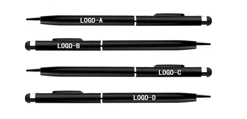 20-200 Pens Each Pack Mini Metal 2-in-1 Stylus Universal Ballpoint Pen Custom Logo Text Engraving Office School Advertising Pen