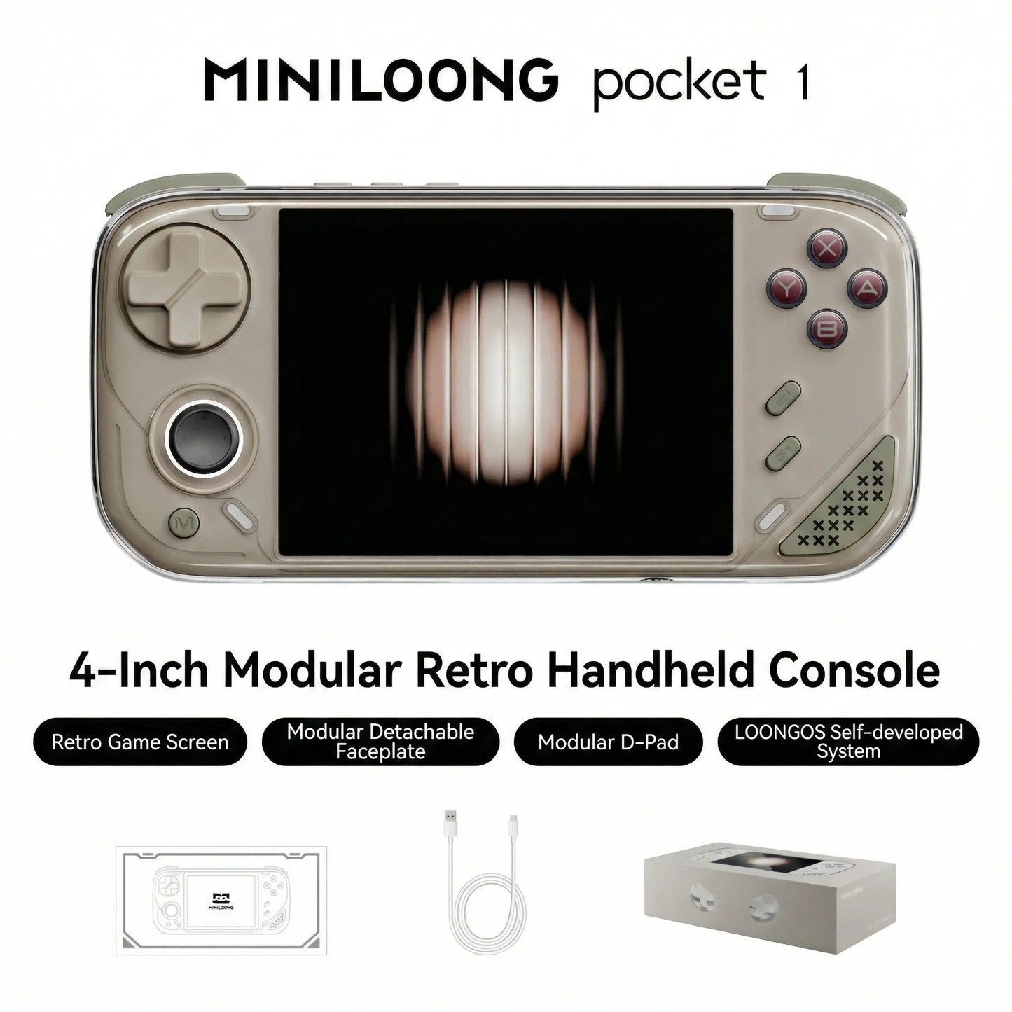 MINILOONG POCKET 1 Handheld Game Console 4'' IPS Screen HD Output Open Source Systems OTA Upgrades LOONG OS New Console POCKET1
