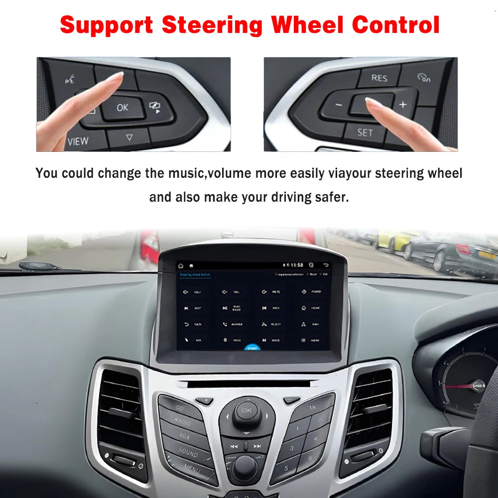 Android For Ford Fiesta 2009 2010 - 2017 Car Radio Multimedia Video Player Navigation GPS Wireless Carplay WIFI Car Systems