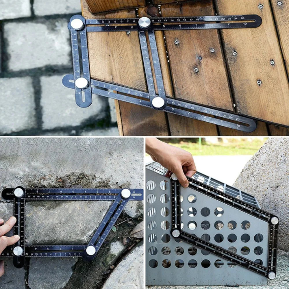 6-Fold Angle Measuring Ruler, Aluminium Tile Drilling Template