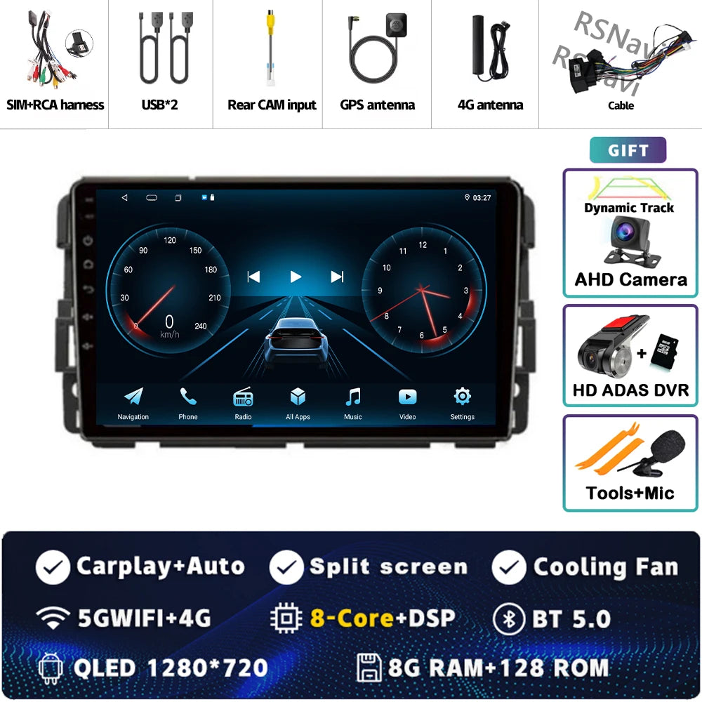 Android 16 Carplay Car Radio for Chevrolet Silverado Impala GMC Yukon Acadia Sierra Multimedia Video Player Navigation Stereo BT