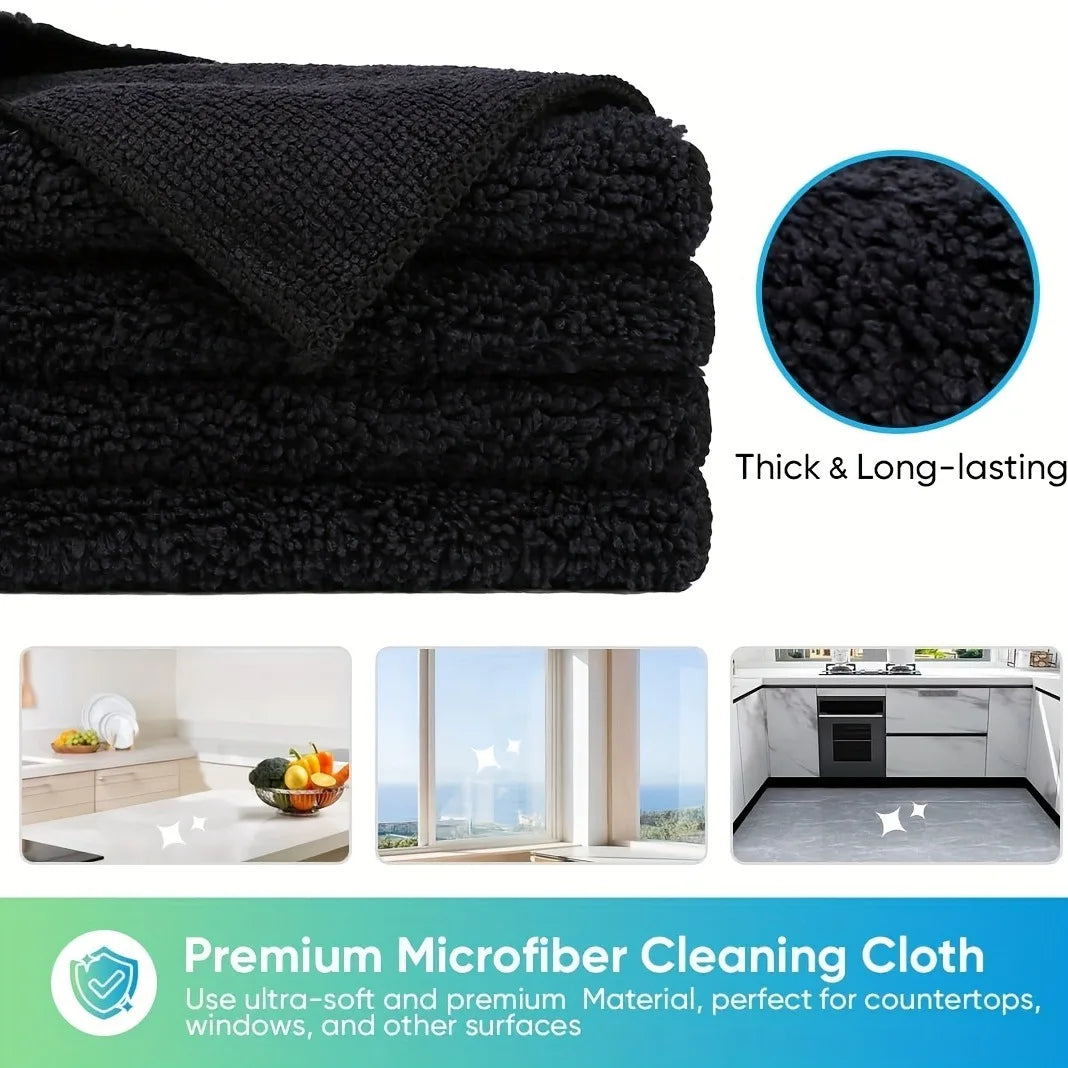 Heavy Duty Microfiber Cleaning Towels, 10 Pack, 25x25cm, Ultra Soft & Highly Absorbent, Dry & Wet Use, Streak-Free Cleaning