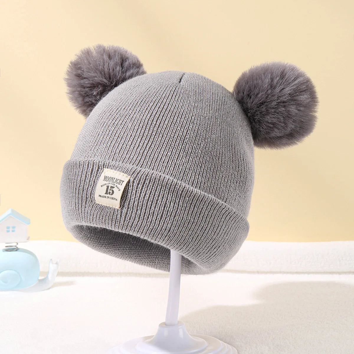 Baby Pom Pom Knit Beanie - Solid Color Winter Hat for Boys and Girls - photo 12