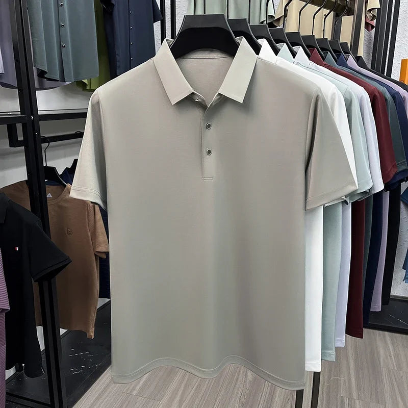 Men's Turn-Down Collar Polo - Quick-Dry Moisture-Wicking, Business