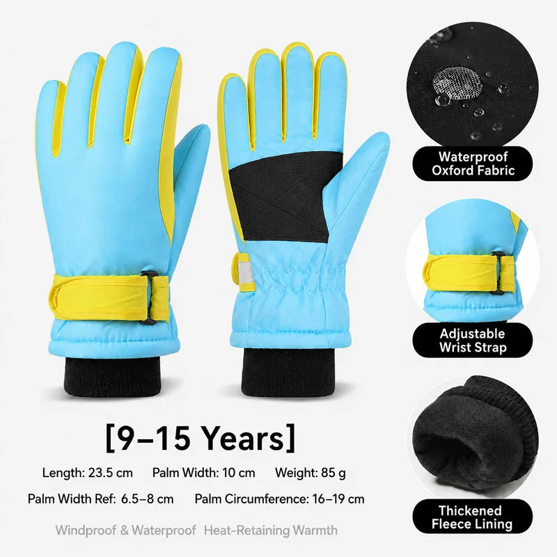 Kids Winter Ski Gloves - Fleece Lined Snow Gloves for Ages 3-15 - photo 9