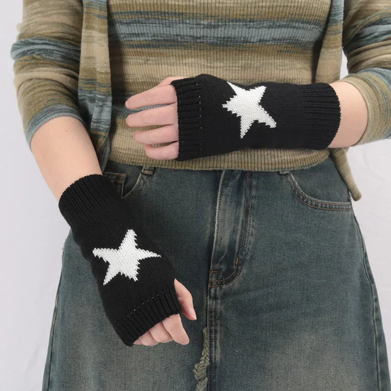 Women's Knit Half Finger Gloves - Y2K Style Fingerless Mittens - photo 4