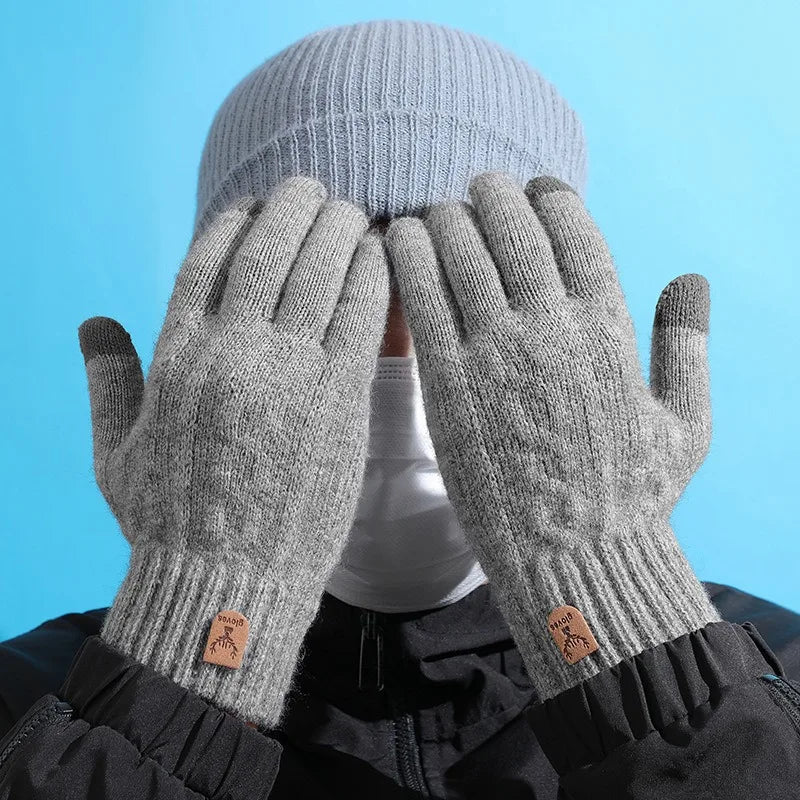 Men's Plush Lined Knit Gloves - Thick Winter Gloves - photo 2