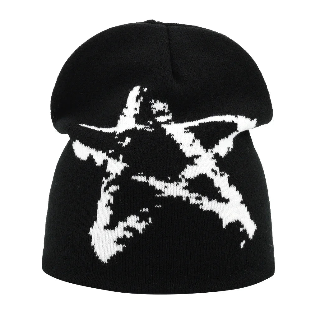 Y2K Letter Knit Beanie, Warm Ski Hat