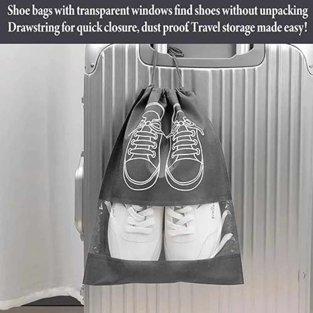1-50Pcs Shoes Storage Organizer Bags Non Woven Travel Portable Bag Clear Protective Travel Bags for Footwear Waterproof Shoe Bag