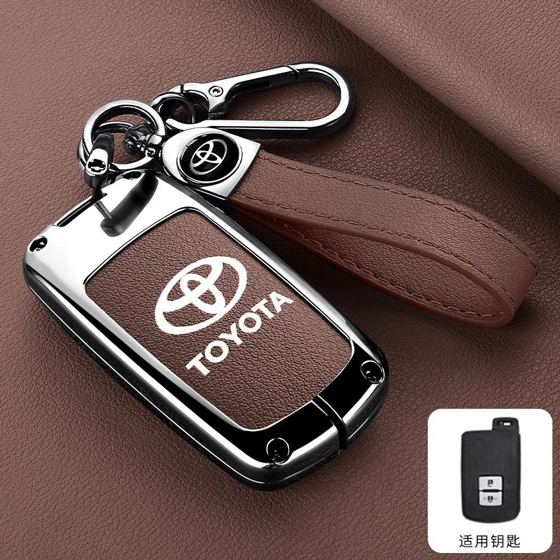 Leather Car Key Case Cover Protective Shell For Toyota Auris Camry RAV4 Avalon Yaris Verso 2012 2013 2014 2015 2016 2017 2018
