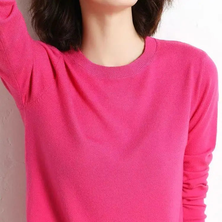 Women's Soft Knit Crew Neck Sweater, Basic Jumper