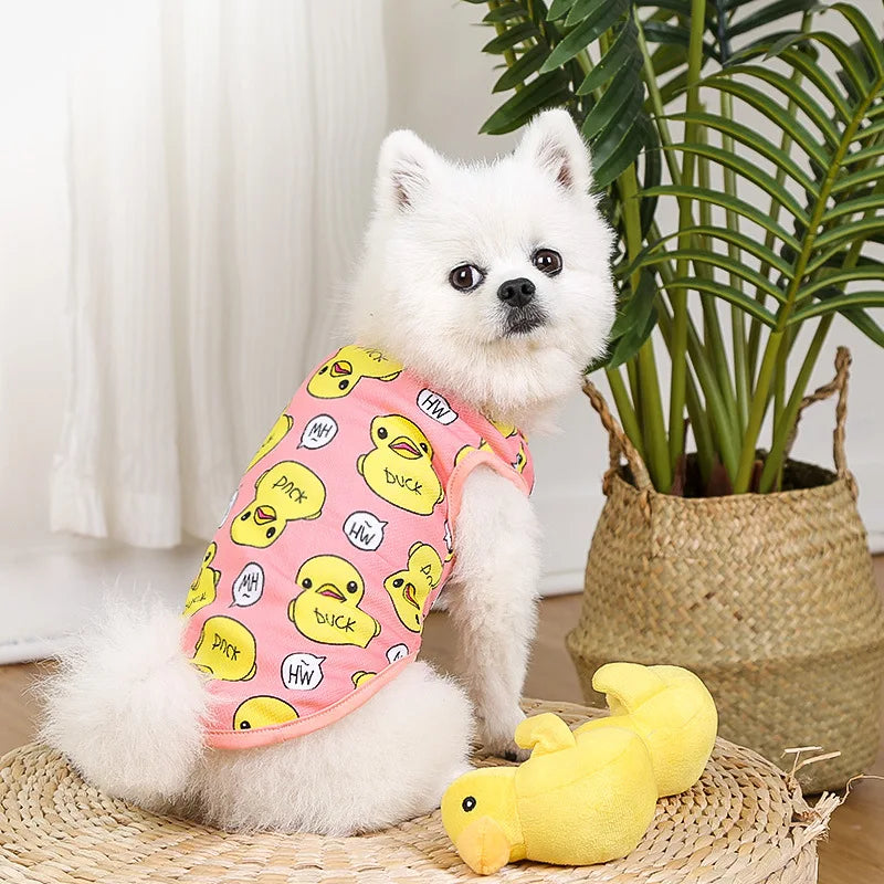 Dog & Cat Cotton Clothes — Cartoon Print Vest for Puppies & Kittens