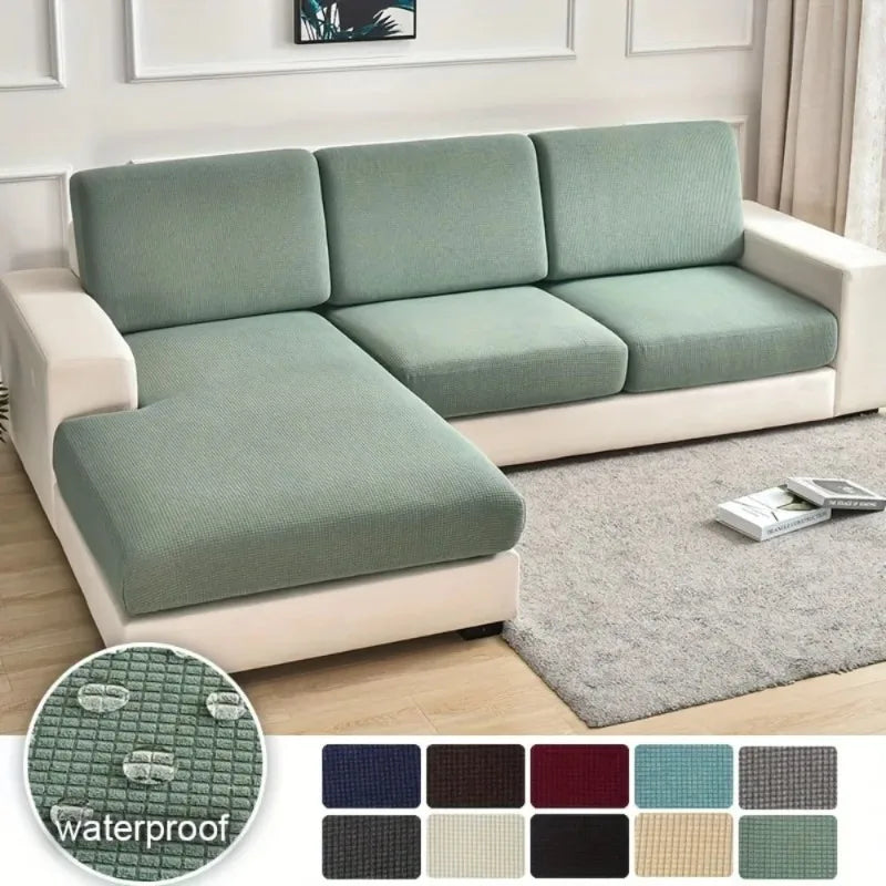 Waterproof Plain Sofa Cushion Cover Jacquard Elastic Sofa Slipcovers for Living Room Chaise Lounge L-shaped Sofa Seat Cover