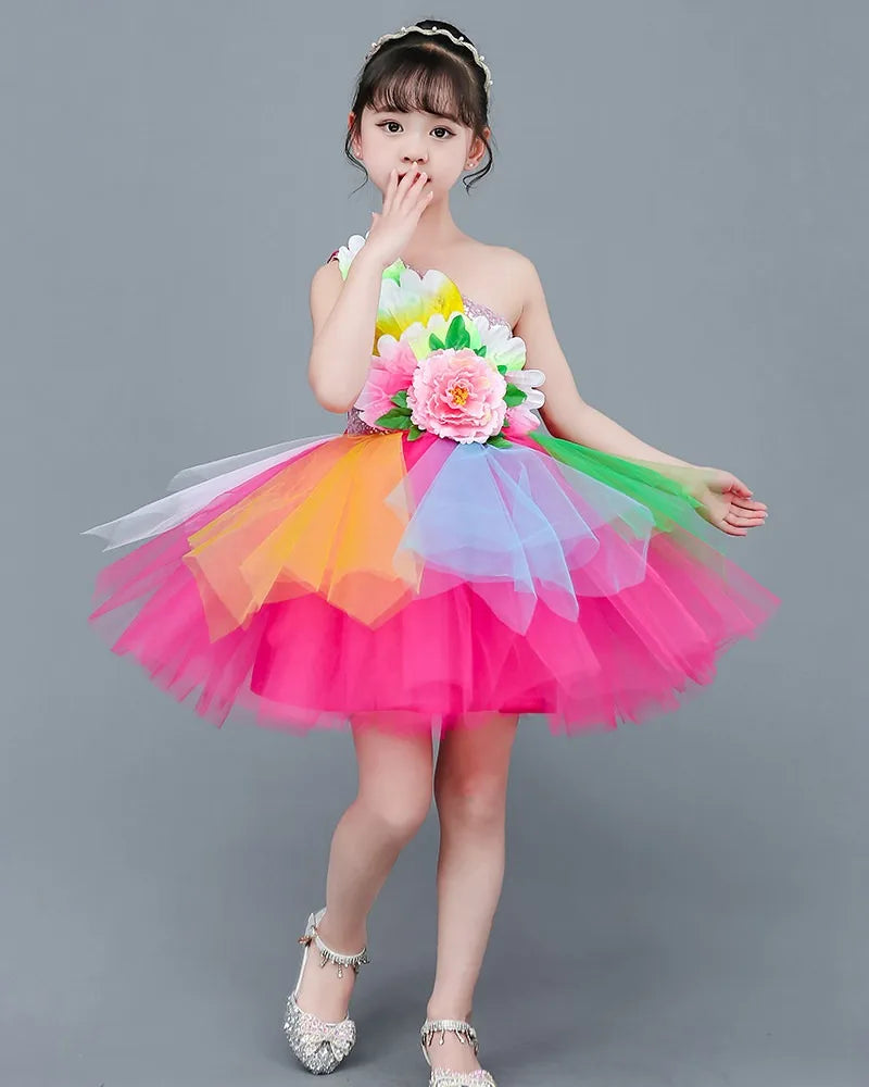 Girls multicolor modern dance dress