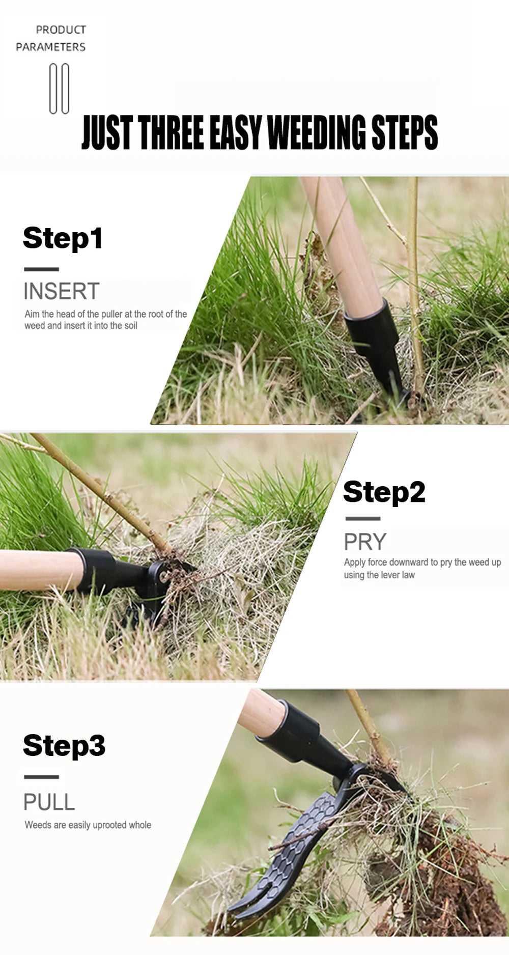 Stand-Up Weed Puller Claw Head — Foot-Pedal Root Remover Tool