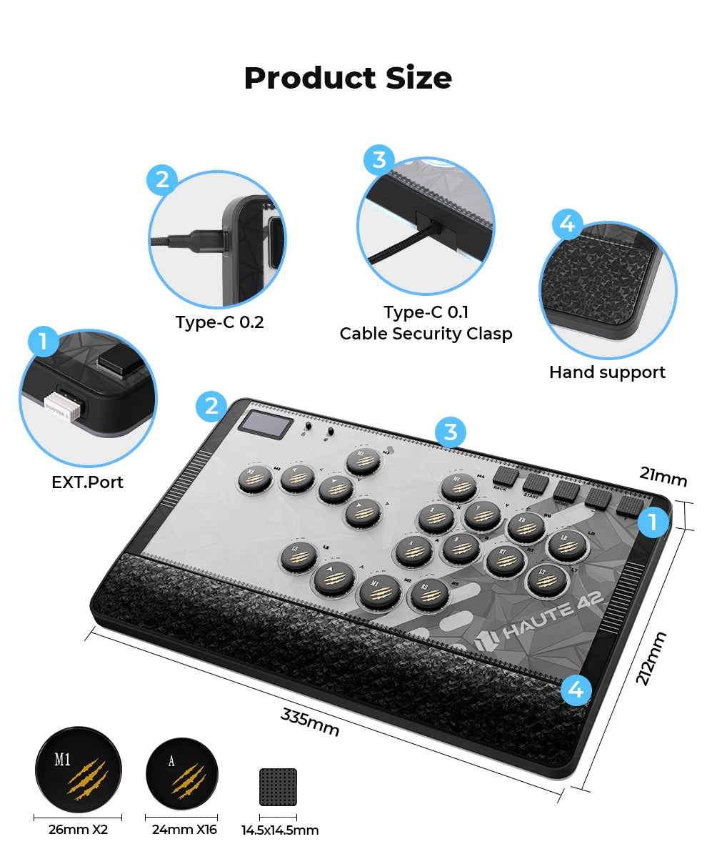 Haute42 C-AT Magnetic Leverless Hitbox Controller Stickless Arcade Controller Keyboard For PC/PS4/PS5/Switch Hitbox Fightstick