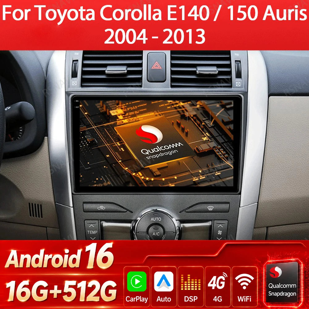 Android Car Stereo for Toyota Auris E150 (2006–2012) — Wireless CarPlay, Android Auto, GPS, WiFi