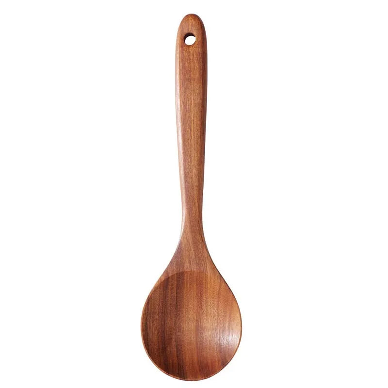 Wood Kitchenware Cooking Set Household Spatula Spoon Set Salad Spoon Fork Stirring Spoon Kitchen Baking Set With storage bucket