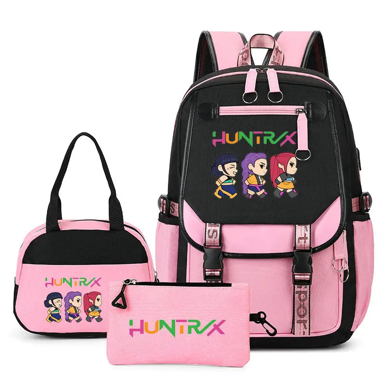 Mochilas Set KPop Demon Hunters Capacity Student SchoolBag For Teenager With Lunch Bags Backpack For Women Boys Girls Daily Use