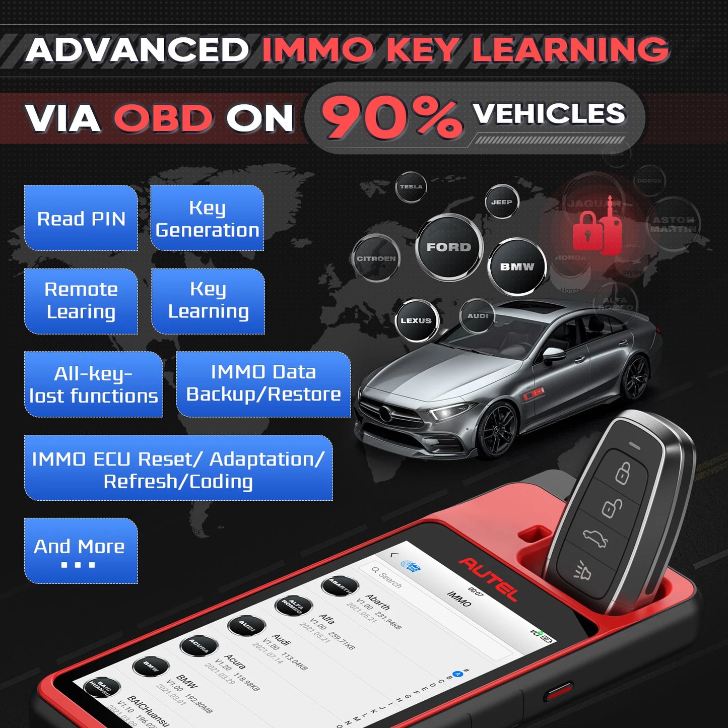 Autel MaxiIM KM100 KM100X Key Programming Tool Lifetime Free IMMO Immobilizer Key FOB Programmer OBD IMMO Key Learning PK IM508