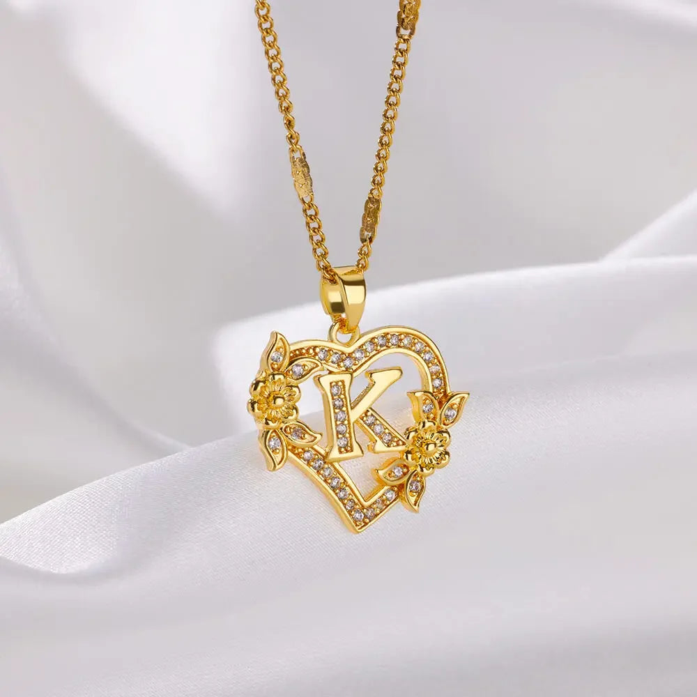 Initial Heart Necklace – Gold-Tone A-Z Letter Pendant