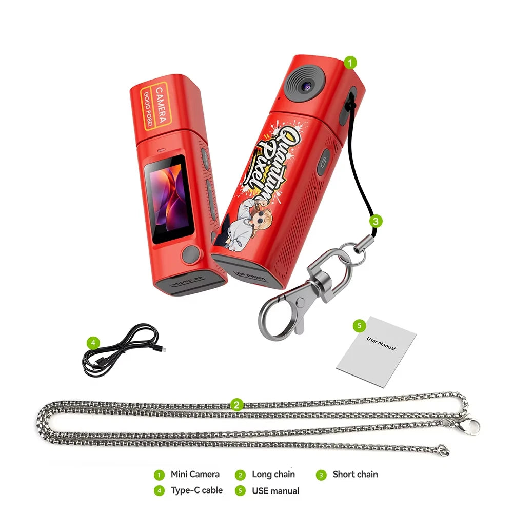 Ourlife 2K Thumb Camera — 230° Flip Lens Mini Keychain Camera
