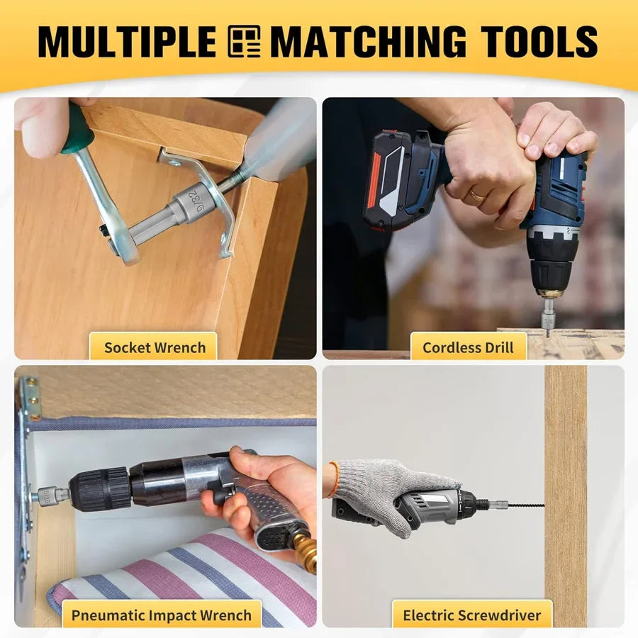 9 Pieces/14 Pieces Strong Socket Hex Wrench Hexagonal Handle Screwdriver Socket Extension Rod Pneumatic Screwdriver Insert