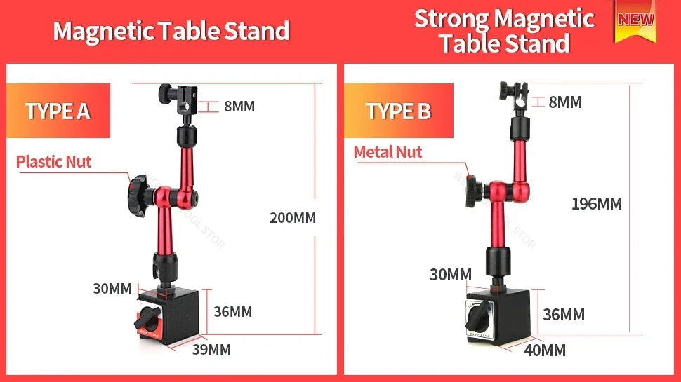 Lever Dial Indicator Magnetic Holder Measuring Probes Indicator Stand Magnetic Base Comparator Watch Tools Micrometer Dial Gauge
