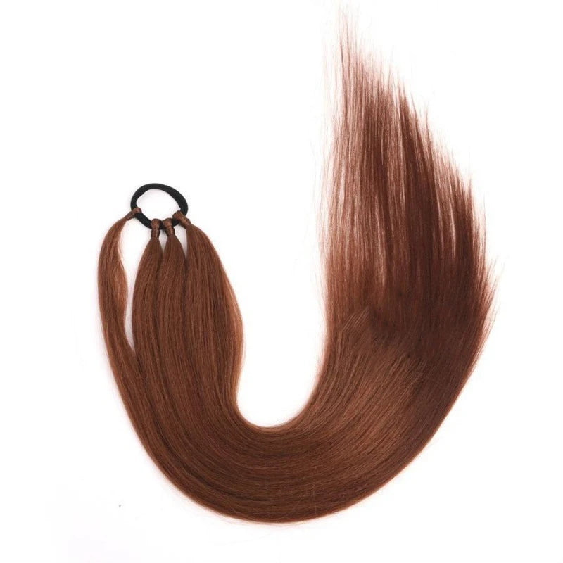LUPU Synthetic 28 Inch Long Ponytail Extensions With Elastic Band Versatile DIY Braided Ponytail For Women Girls Black Brown