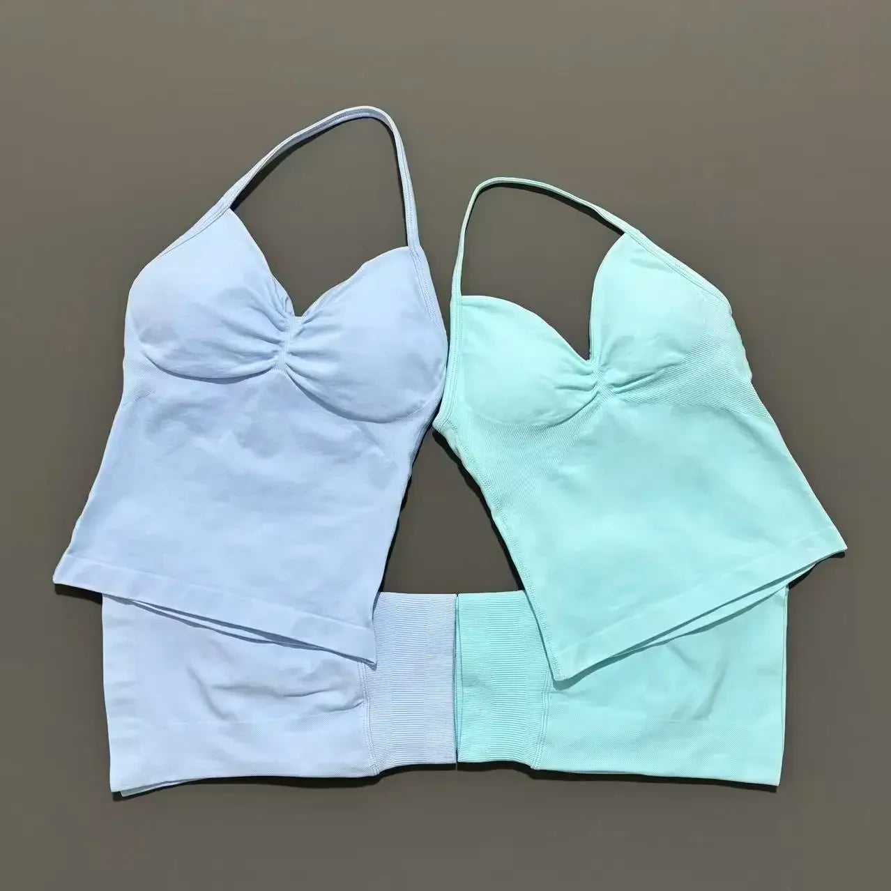Yoga 2 Pieces Gym Set Women Backless Halter Tops High Waist Seamless Shorts Gym Suit Fitness Sports Bras Sportswear Workout Sets