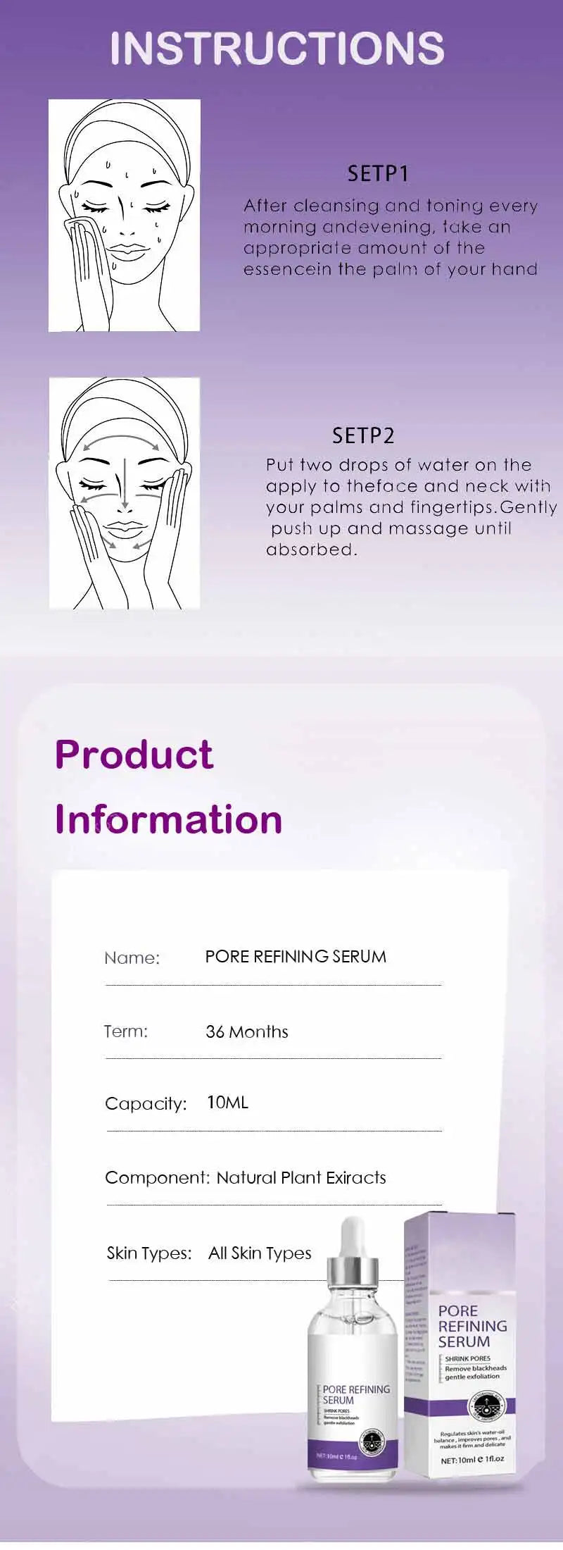 Pore Shrinking Serum Face Removing Large Pores Tightening Facial Pore Minimizing Essence Skin Care Beauty Firm Skin