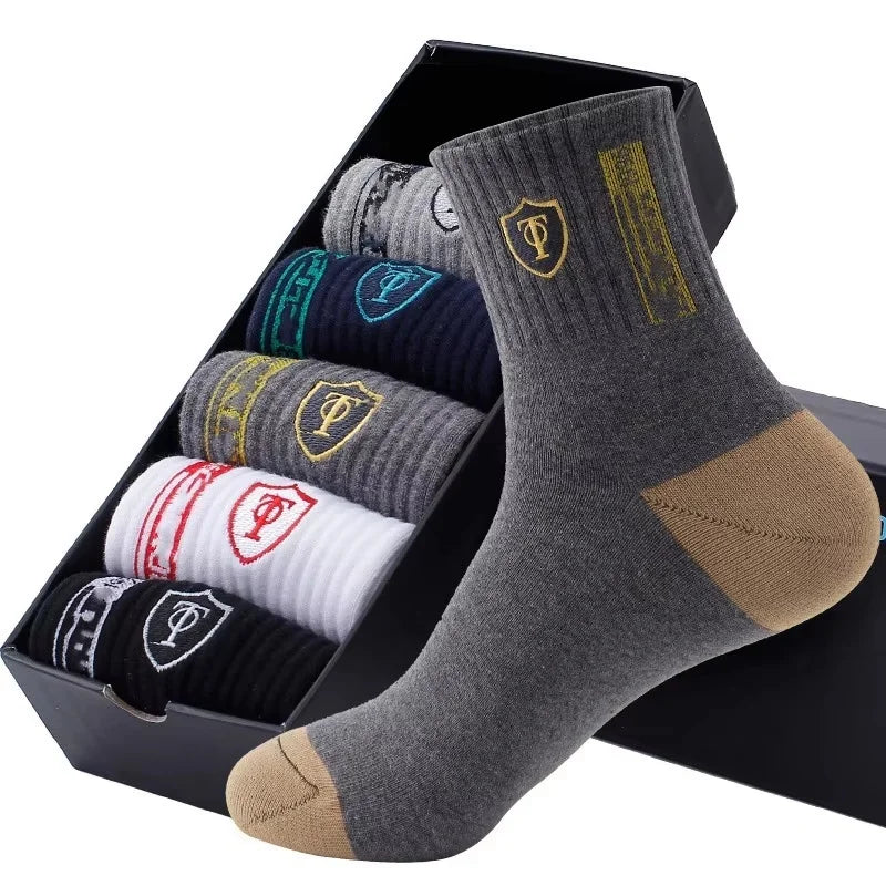 Men's Cotton Blend Crew Socks, 5 Pairs