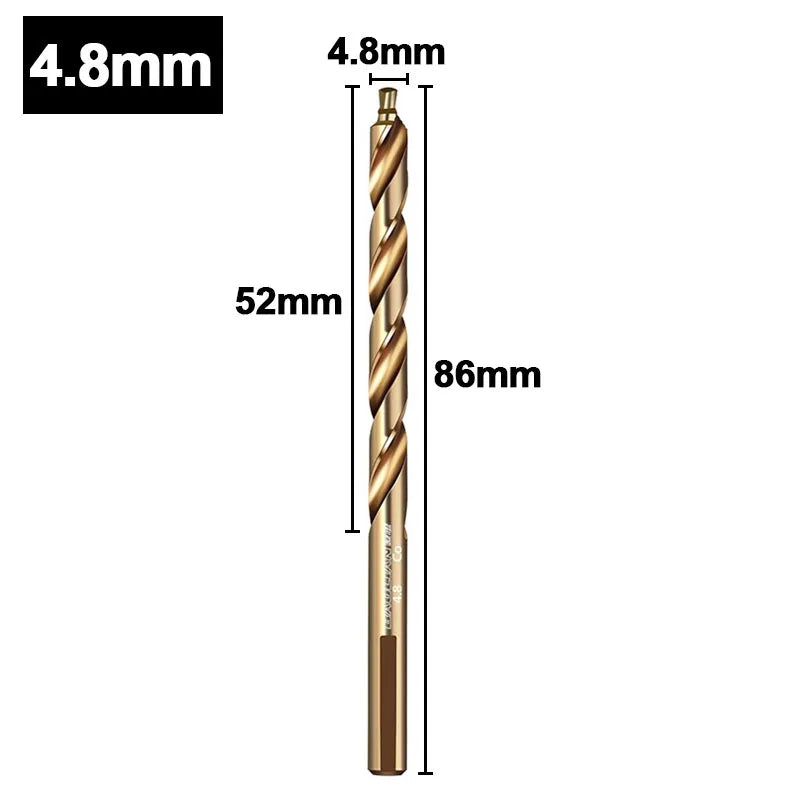 M35 Step Twist Drill, Cobalt Content Straight Shank Drill (3-13mm), For Iron, Stainless Steel, Steel Drilling