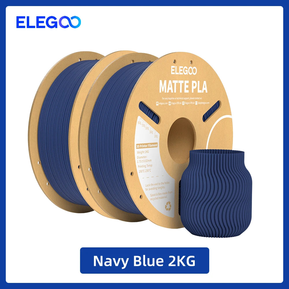 ELEGOO Matte PLA Filament 1KG,1.75mm FDM 3D Printer Filament Dimensional Accuracy +/- 0.02mm, 1kg Carboard Spool (2.2lbs)
