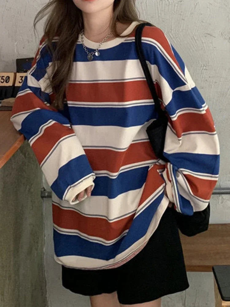 Women T shirts four seasons Woman clothing Y2k Top Sweatshirt 2026 korean Fashion Long Sleeves Tee Loose Couple Graphic T-shirt