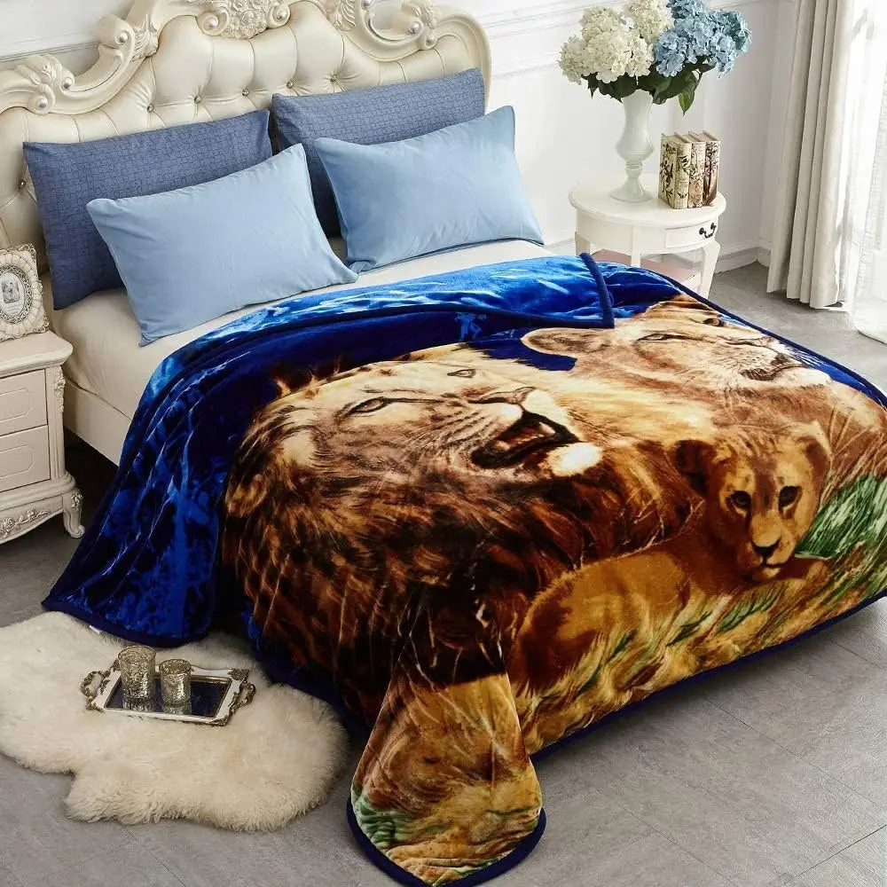 Reversible Faux Mink Throw Blanket, Printed Plush