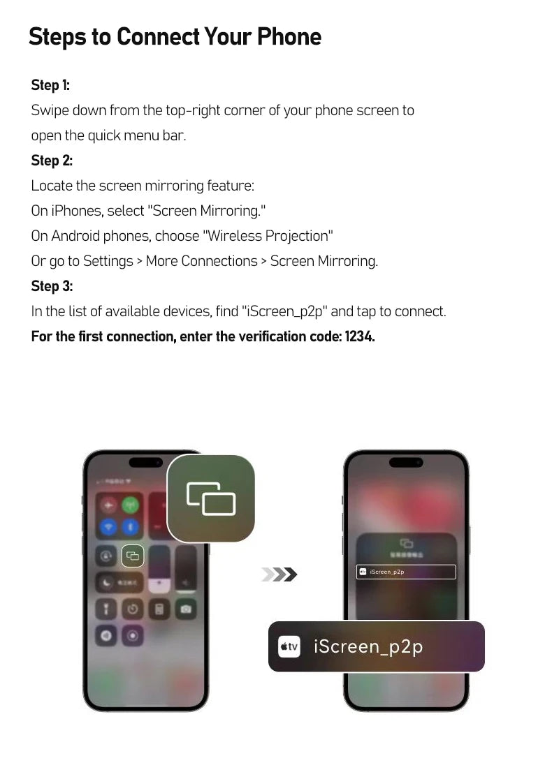 Smartphone Rear Camera Selfie Display Screen Wireless Wi-Fi Mirroring Magnetic Attachment for iOS Android Harmony OS
