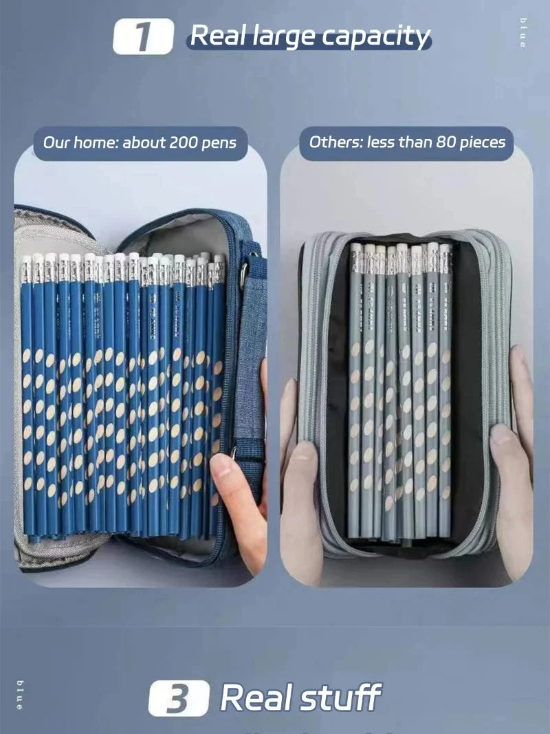 Portable Large Capacity Pencil Case Upper Pen Box Multifunctional Stationery Bag Boy Back to School Office Supplies Stationery