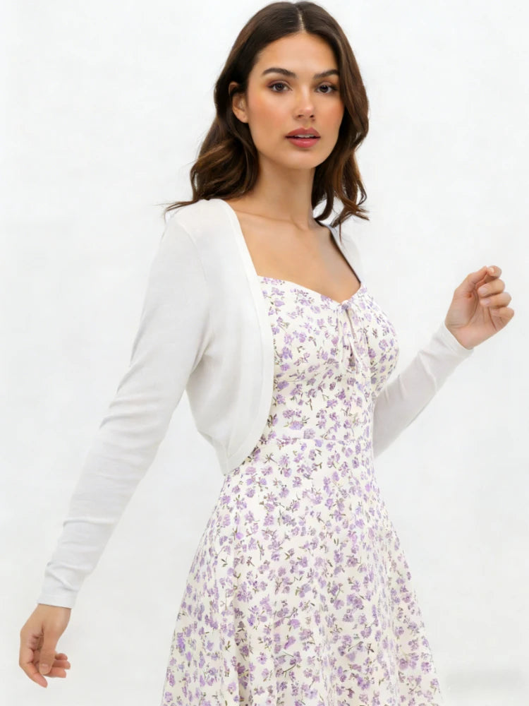 Women's short sleeve knit cardigan, cropped — view 13 of 16